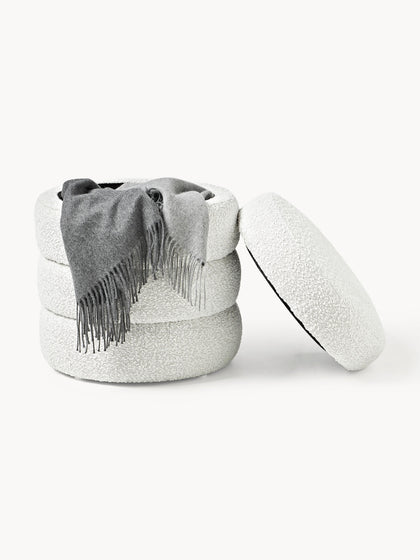 Westwing Collection Bouclé-Polsterhocker Alto mit Stauraum Lagerräumung