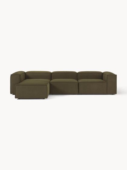 Westwing Collection Modulares Sofa Lennon (4-Sitzer) aus Bouclé mit Hocker (links/rechts) Super Sparpreis