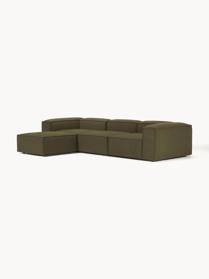 Westwing Collection Modulares Sofa Lennon (4-Sitzer) aus Bouclé mit Hocker (links/rechts) Super Sparpreis