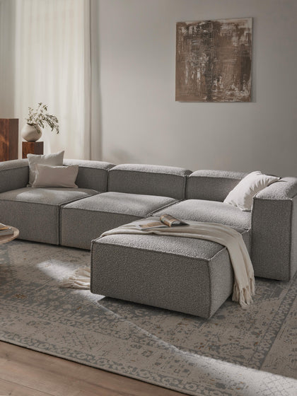 Westwing Collection Modulares Sofa Lennon (4-Sitzer) aus Bouclé mit Hocker (links/rechts) Bis zu 55% Rabatt