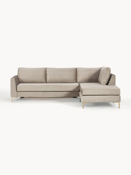 Westwing Collection Samt-Schlafsofa Luna (3-Sitzer) mit Matratze