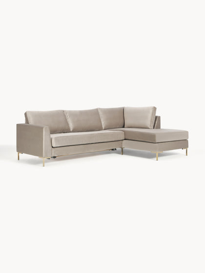 Westwing Collection Samt-Schlafsofa Luna (3-Sitzer) mit Matratze Online Outlet