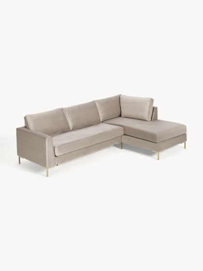Westwing Collection Samt-Schlafsofa Luna (3-Sitzer) mit Matratze Online Outlet