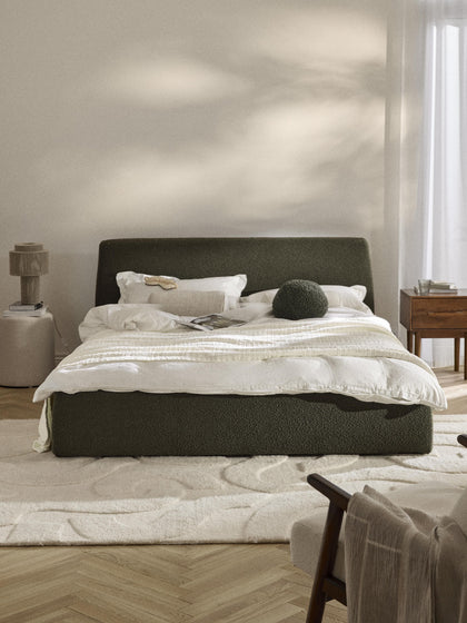 Westwing Collection Bouclé-Polsterbett Cloud mit Stauraum Zeitbegrenzte Promotion