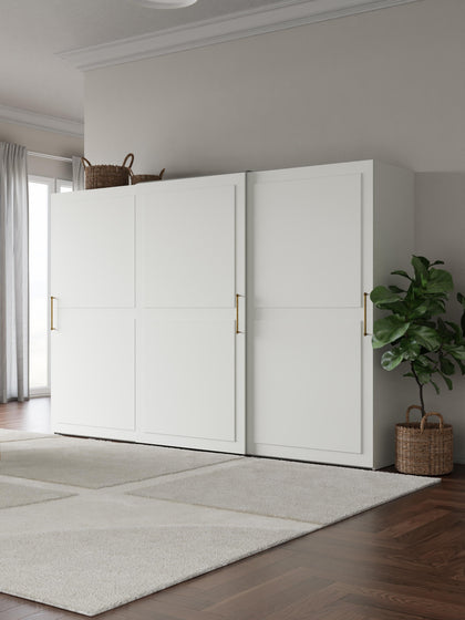 Westwing Collection Modularer Schwebetürenschrank Charlotte 300 cm Breite mehrere Varianten Bis zu 65% Rabatt