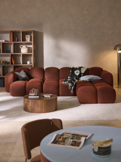 Westwing Collection Modulares Sofa Tayla (4-Sitzer) aus Bouclé mit Hocker (links/rechts) Auslauf