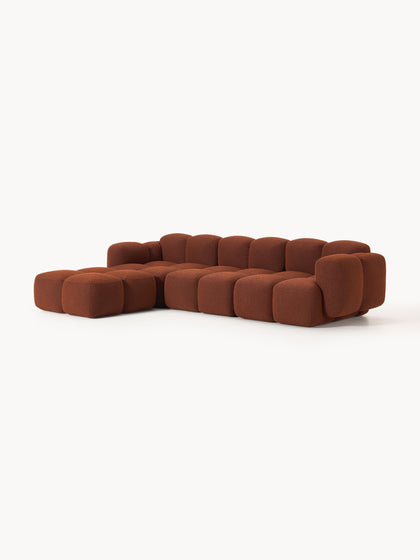 Westwing Collection Modulares Sofa Tayla (4-Sitzer) aus Bouclé mit Hocker (links/rechts) Auslauf