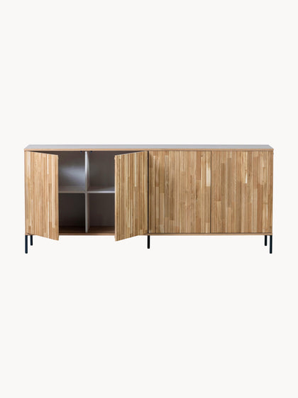 Westwing Collection Sideboard Avourio aus Eichenholz mit geriffelter Front Fabrikverkauf