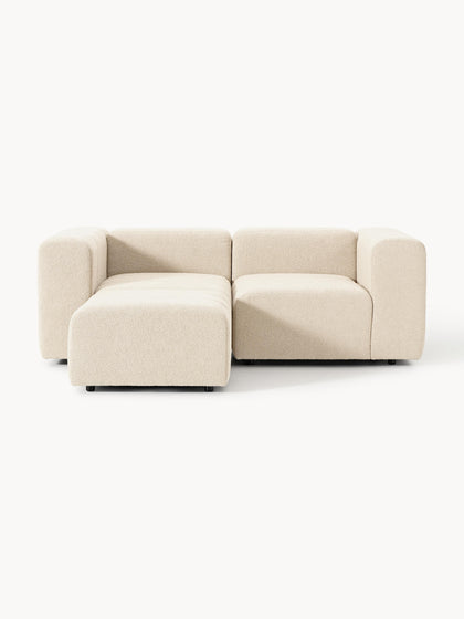 Westwing Collection Modulares Bouclé-Sofa Lena (3-Sitzer) mit Hocker (links/rechts) Exklusive Angebote