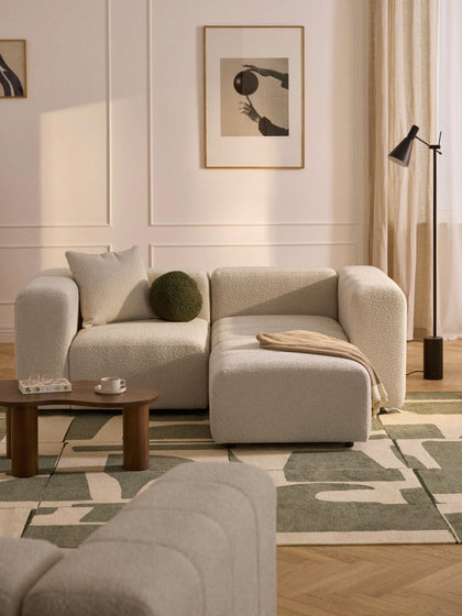 Westwing Collection Modulares Bouclé-Sofa Lena (3-Sitzer) mit Hocker (links/rechts) Exklusive Angebote
