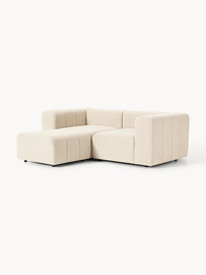 Westwing Collection Modulares Bouclé-Sofa Lena (3-Sitzer) mit Hocker (links/rechts) Exklusive Angebote