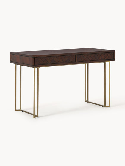 Westwing Collection Schreibtisch Luca aus Mangoholz mit Fischgrät-Muster Weihnachtsangebot