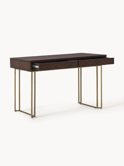 Westwing Collection Schreibtisch Luca aus Mangoholz mit Fischgrät-Muster Weihnachtsangebot