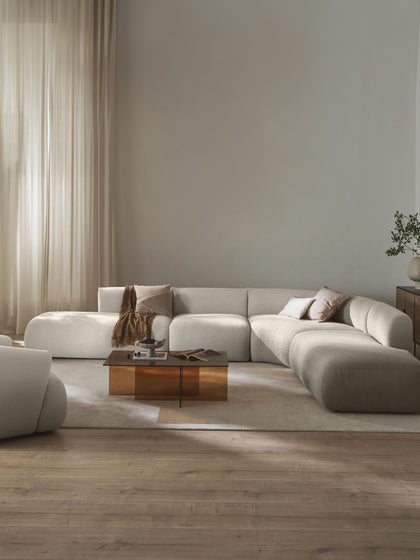 Westwing Collection Modulares Bouclé-Ecksofa Sofia (4-Sitzer) Kauf eins, bekomm eins gratis