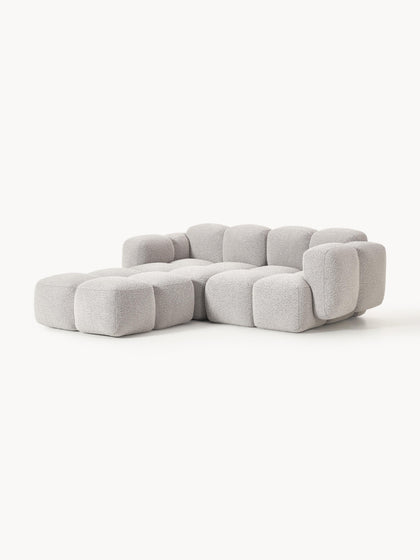 Westwing Collection Modulares Sofa Tayla (3-Sitzer) aus Bouclé mit Hocker (links/rechts) Vierteljährliche Förderung