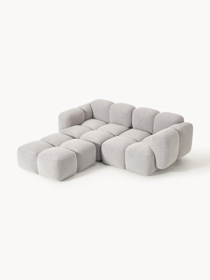 Westwing Collection Modulares Sofa Tayla (3-Sitzer) aus Bouclé mit Hocker (links/rechts) Vierteljährliche Förderung