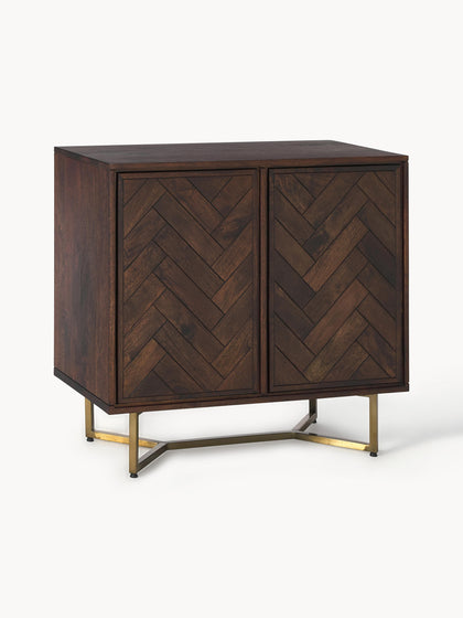 Westwing Collection Sideboard Luca aus Mangoholz mit Fischgrät-Muster