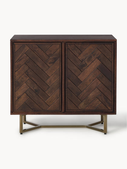 Westwing Collection Sideboard Luca aus Mangoholz mit Fischgrät-Muster Saisonschlussverkauf