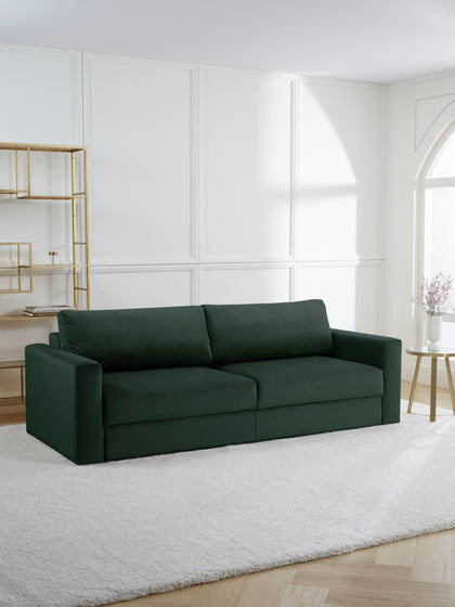 Westwing Collection Samt-Schlafsofa Tasha (3-Sitzer) mit Stauraum Jubiläumsangebot