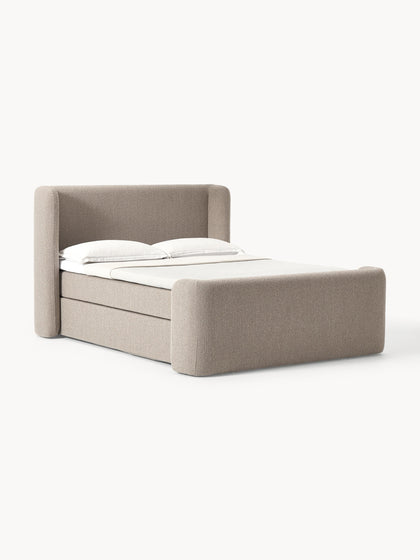Westwing Collection Bouclé-Boxspringbett Perla