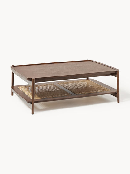 Westwing Collection Holz-Couchtisch Libby mit Ablagefläche aus Wiener Geflecht Speichern exportieren