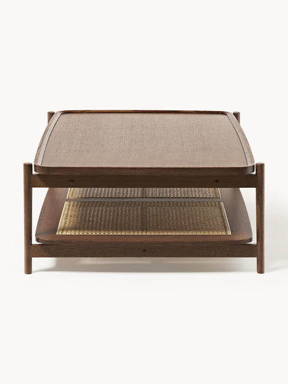 Westwing Collection Holz-Couchtisch Libby mit Ablagefläche aus Wiener Geflecht Speichern exportieren