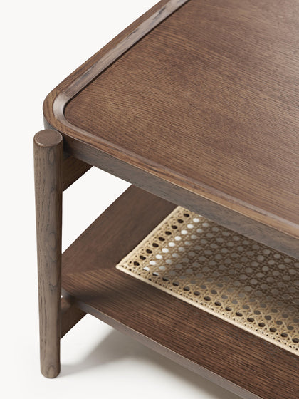 Westwing Collection Holz-Couchtisch Libby mit Ablagefläche aus Wiener Geflecht Speichern exportieren