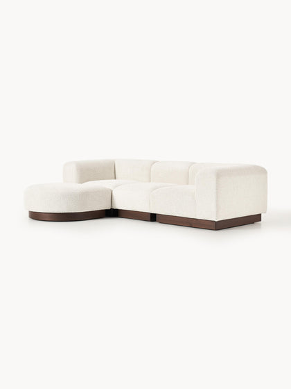Westwing Collection Modulares Sofa Natalie (3-Sitzer) aus Teddy-Bouclé mit Hocker (links/rechts) Bis zu 55% Rabatt
