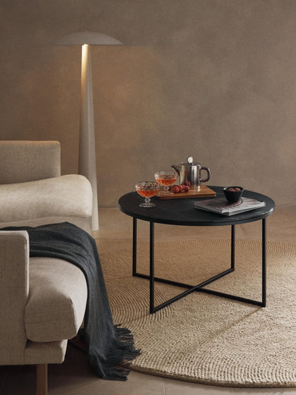 Westwing Collection Runder Couchtisch Antigua mit Glasplatte in Marmor-Optik Meist gekauft