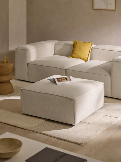 Westwing Collection Sofa-Hocker Lennon aus Leinen-Mix Kostenloser Versand