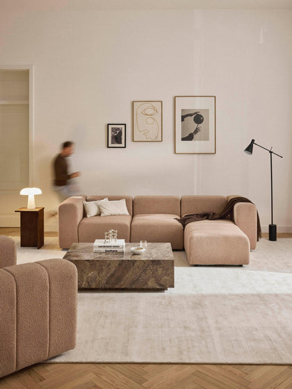 Westwing Collection Modulares Bouclé-Sofa Lena (4-Sitzer) mit Hocker (links/rechts) Preisnachlass