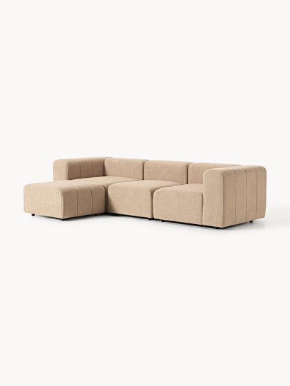 Westwing Collection Modulares Bouclé-Sofa Lena (4-Sitzer) mit Hocker (links/rechts) Preisnachlass