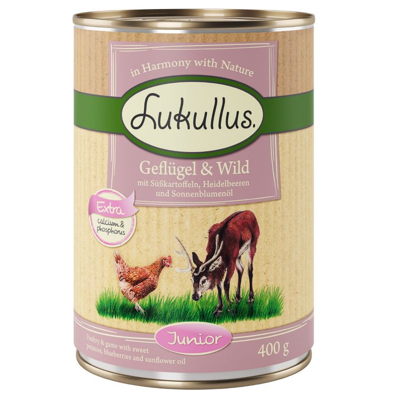 zooplus 6 x 400 g Lukullus Naturkost Junior Probierpakete kaufen Fabrikverkauf
