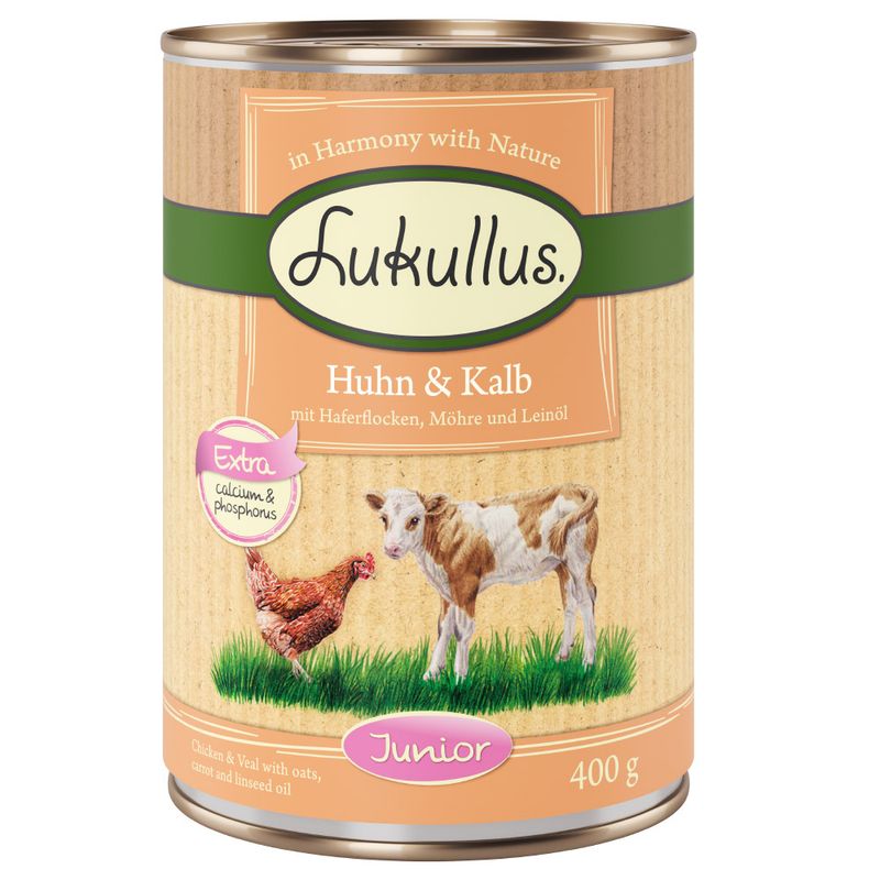 zooplus 6 x 400 g Lukullus Naturkost Junior Probierpakete kaufen Fabrikverkauf