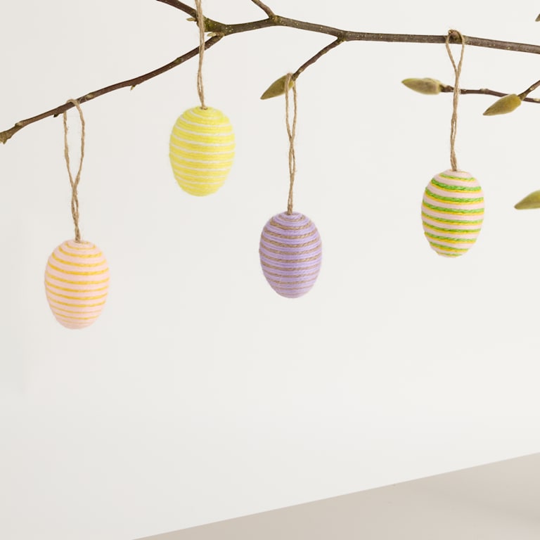 blume2000 Deko Sisal Hänger Ei Bunt 4er-Set