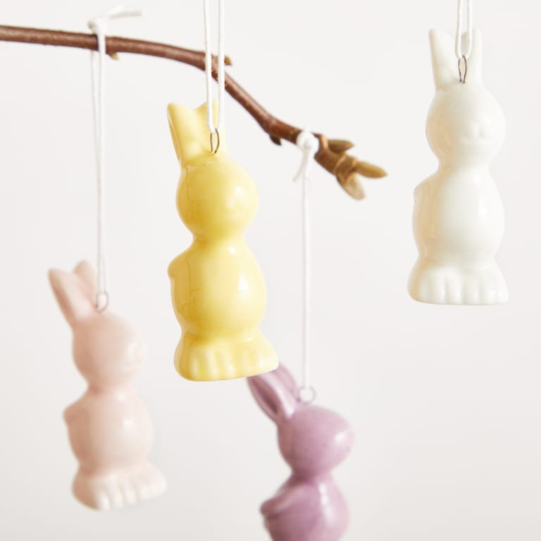 blume2000 Deko Keramik Hänger Hase Figur 4er-Set Kauf eins, bekomm eins gratis