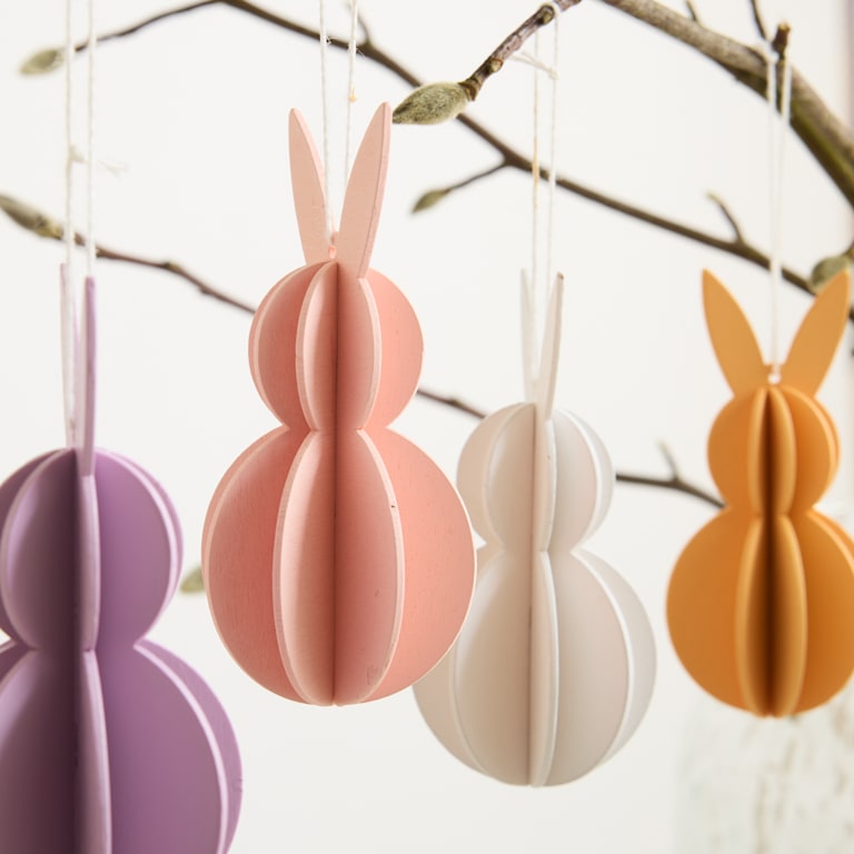 blume2000 Deko Holz Hänger Hase Plissee 4er-Set Tägliche Deals