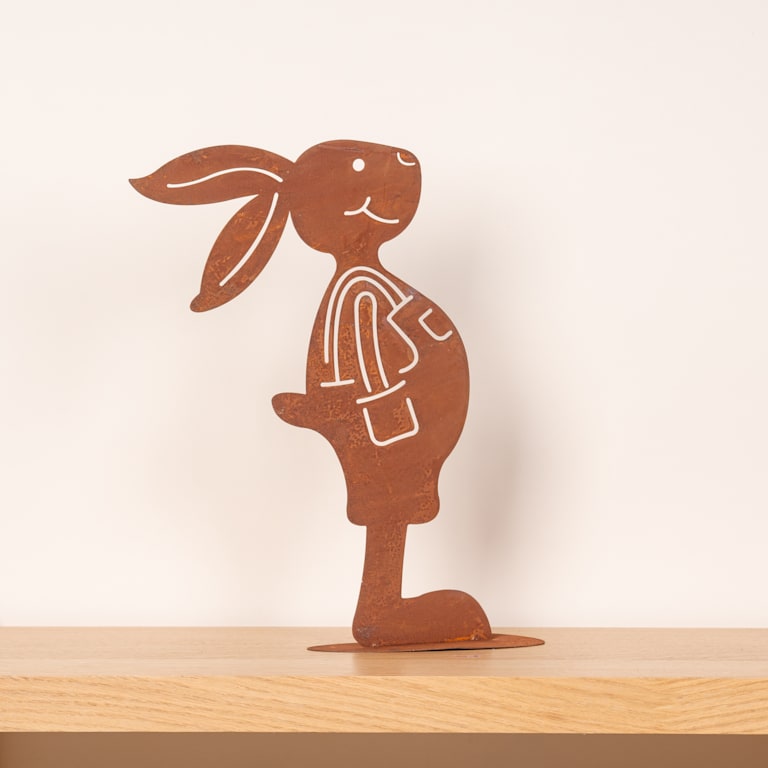 blume2000 Metall Silhouette Hase Junge Rost Matt Kostenlose Rückgabe