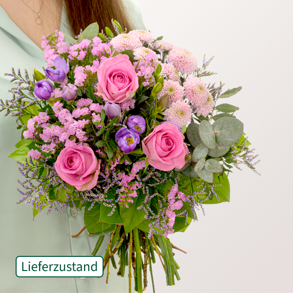 floraprima Blumenstrauß Zauberhaft mit Vase & Ferrero Giotto 3er Saisonschlussverkauf