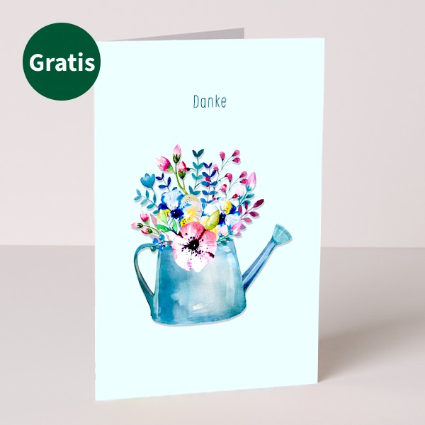 floraprima Danke-Set mit Blumenstrauß Merci Schokolade Grußkarte sowie mit Vase Im Verkauf