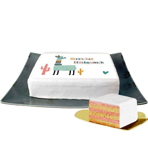 floraprima Biskuittorte „Herzlichen Glückwunsch" mit Lama Nur für heute