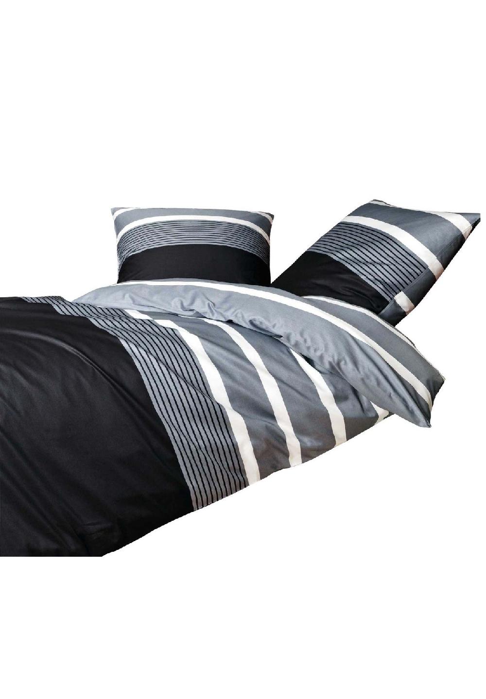 Janine® Bettwäsche 2 teilig - Mako-Satin Baumwolle gestreift zollfrei