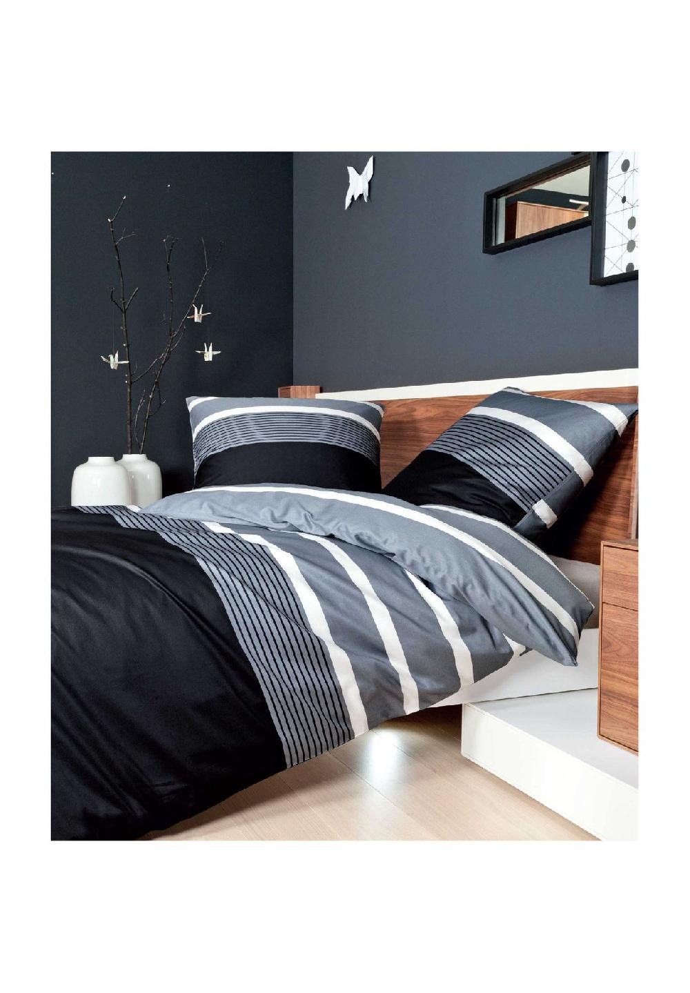 Janine® Bettwäsche 2 teilig - Mako-Satin Baumwolle gestreift zollfrei