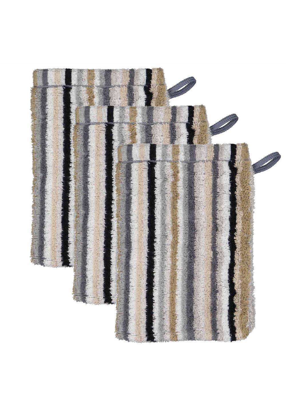 Cawö Waschhandschuh 3er Pack - C Life Style Stripes Waschlappen 16x22 cm Walkfrottier Sonderangebot der Fabrik