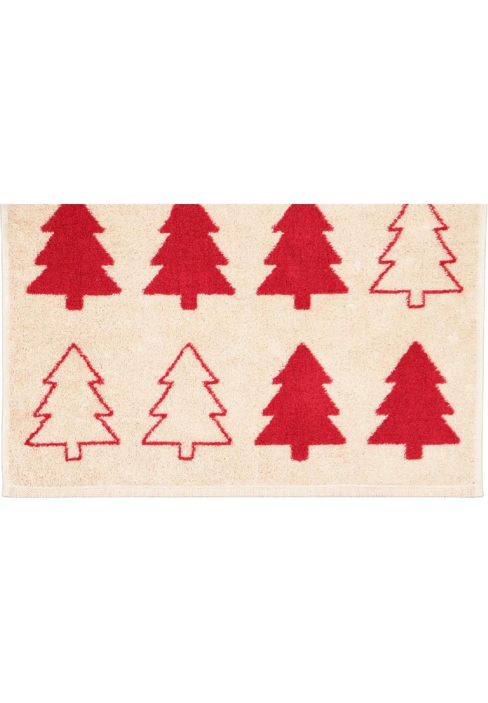 Cawö Handtücher Christmas Edition Tannenbäume 794 natur-rot - 32 Blitzangebot