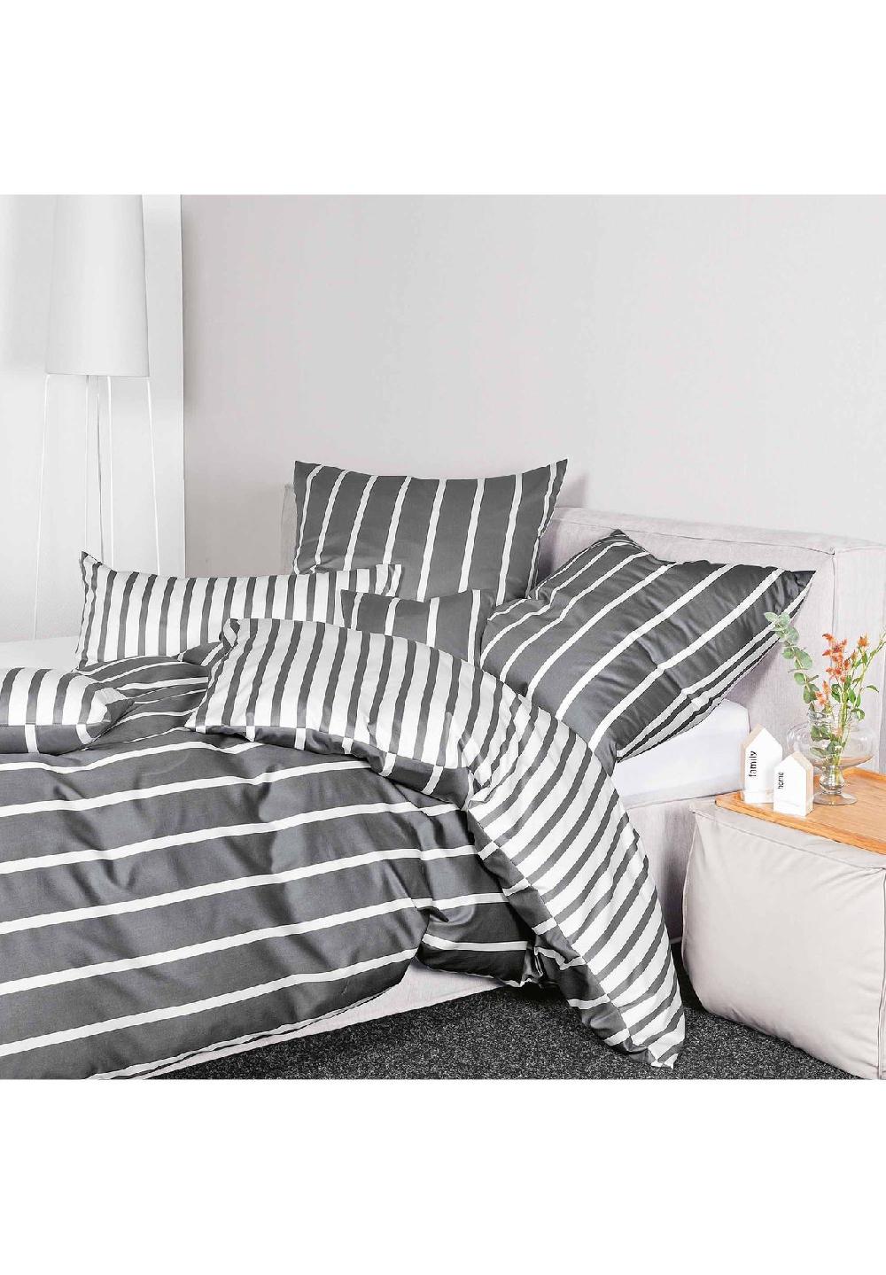 Janine® Bettwäsche 2 teilig - Modern Classics Mako-Satin Baumwolle mercerisiert Wendebett Streifen Bestseller